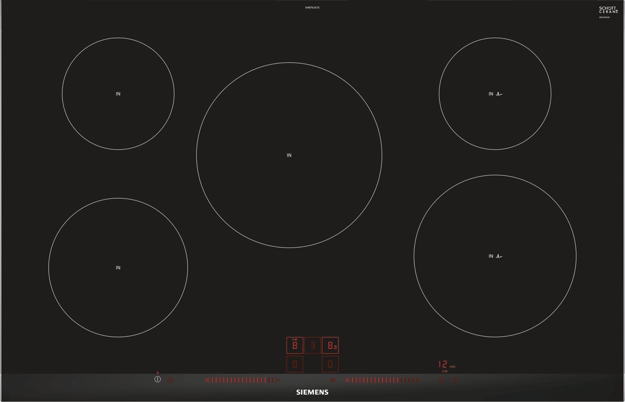 Bild von Siemens EH875LVC1E iQ100 Induktionskochfeld 80 cm Schwarz, Mit Rahmen aufliegend