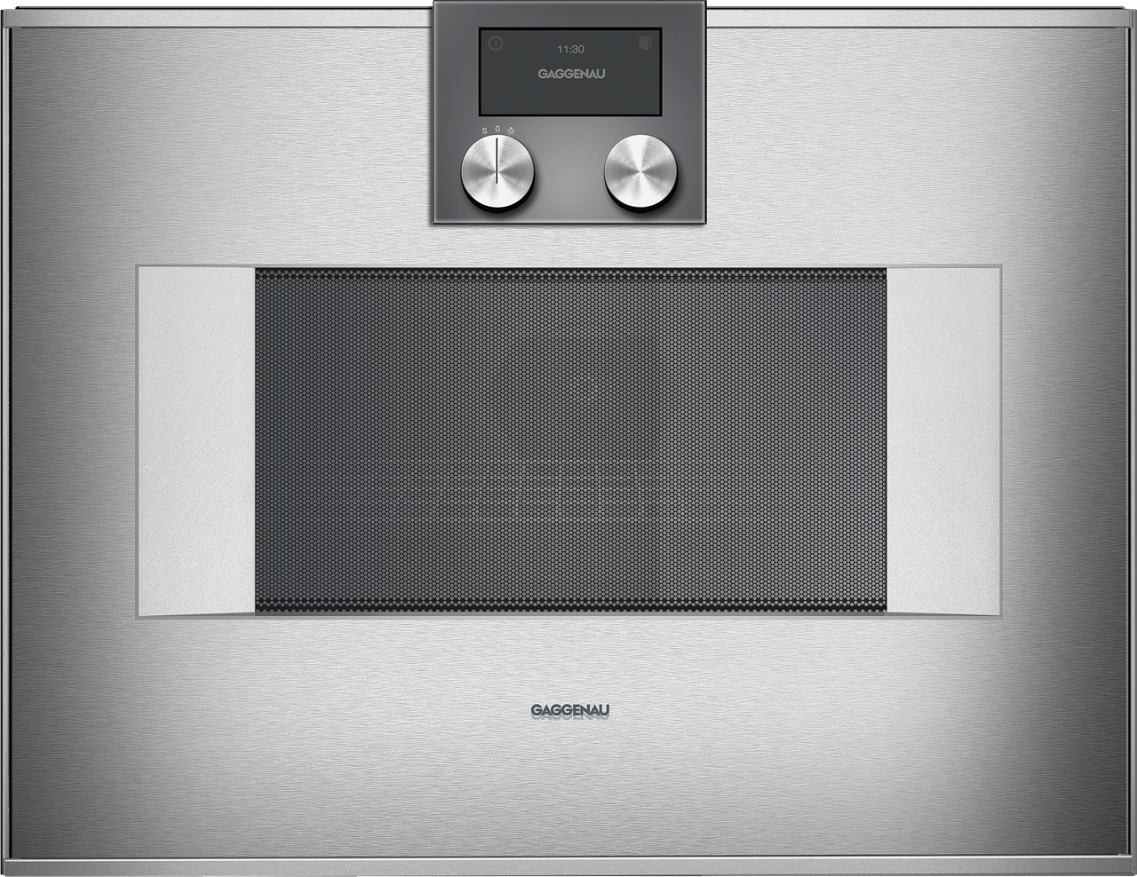 Bild von Gaggenau Mikrowellen-Backofen BM450110 Serie 400 Edelstahl hinterlegte Vollglastür Rechtsanschlag Bedienung oben