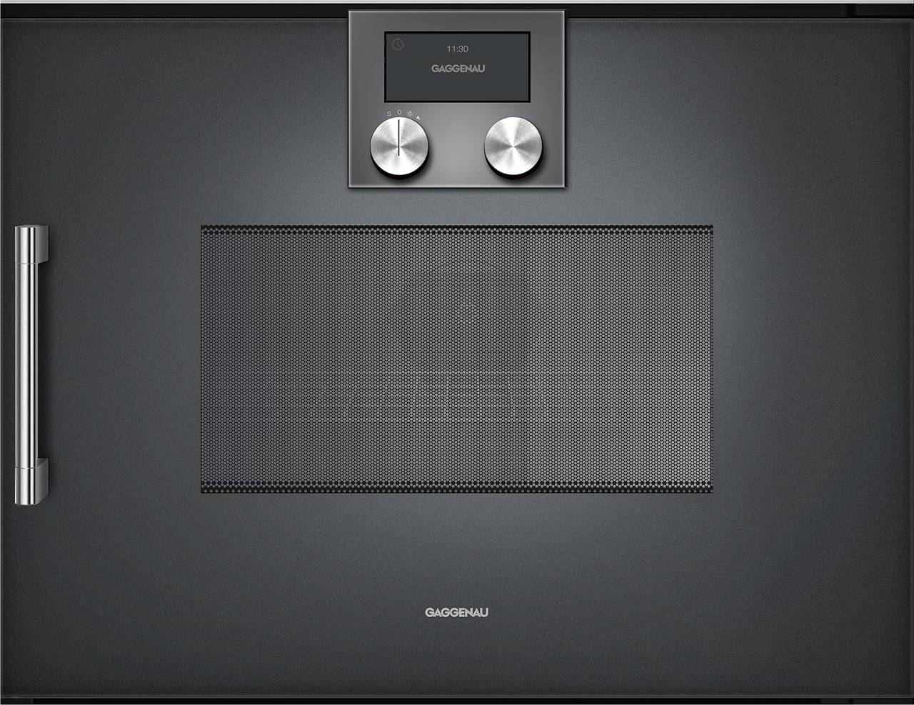Bild von Gaggenau Mikrowellen-Backofen BMP250100 Serie 200 Vollglastür in Gaggenau Anthrazit Rechtsanschlag