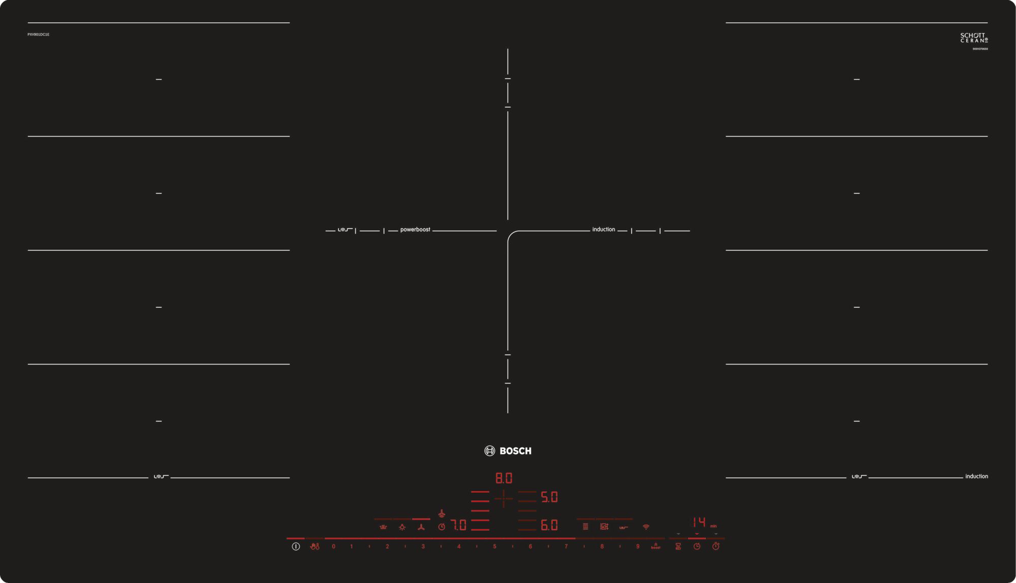 Bild von Bosch PXV901DV1E Serie 8 Induktionskochfeld 90 cm Schwarz
