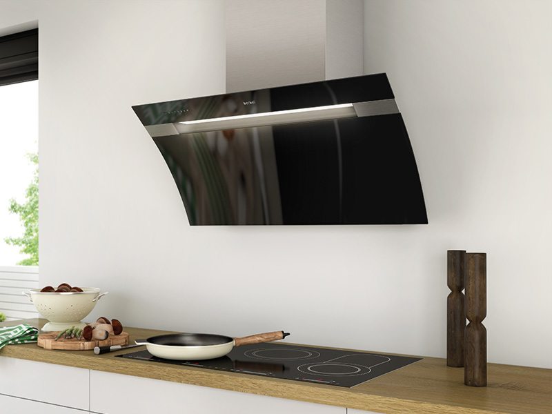 Bild von Wesco BKH 110 GL-2 Hybrid Wandhaube Glassline Glas schwarz, 4011575-420  