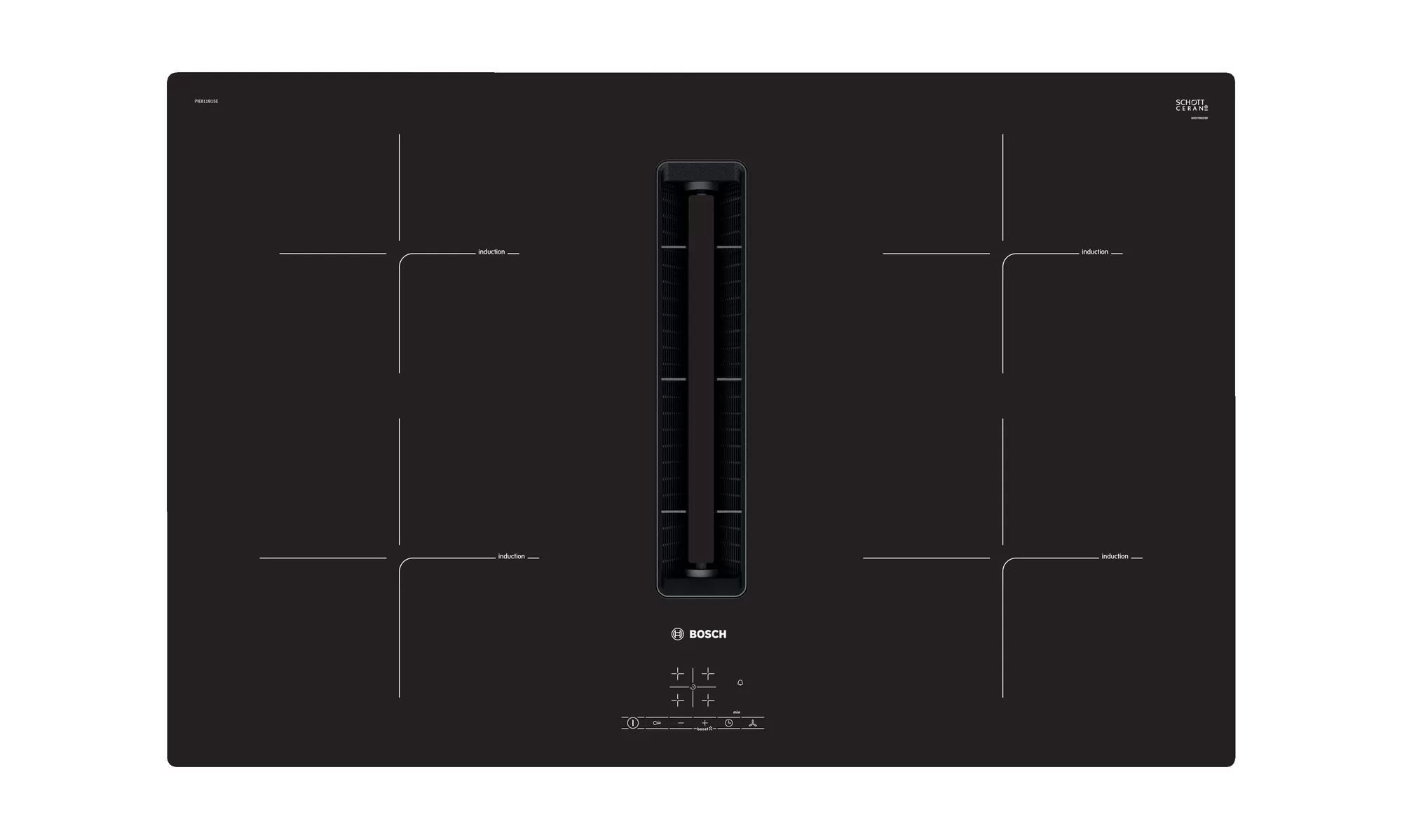 Bild von Bosch PIE811B15E Serie 4 Induktionskochfeld mit integrierten Dunstabzug 80 cm rahmenlos