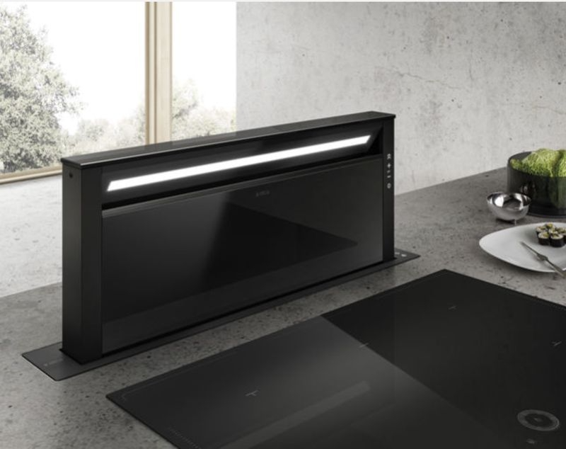 Bild von ELICA PRF0162784 GETUP BL MAT/A/90 Downdraft Edelstahl, schwarzer Soft-Touch-Effekt + schwarzes Glas, Gusseisen-Effekt, Gusseisen-Effekt + abdeckbar Schwarzes