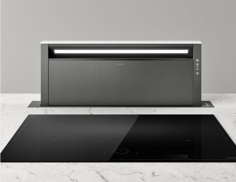 Bild von ELICA PRF0162869 GETUP NAKED/A/90 Downdraft Edelstahl, schwarzer Soft-Touch-Effekt + schwarzes Glas, Gusseisen-Effekt, Gusseisen-Effekt + abdeckbar Schwarzes