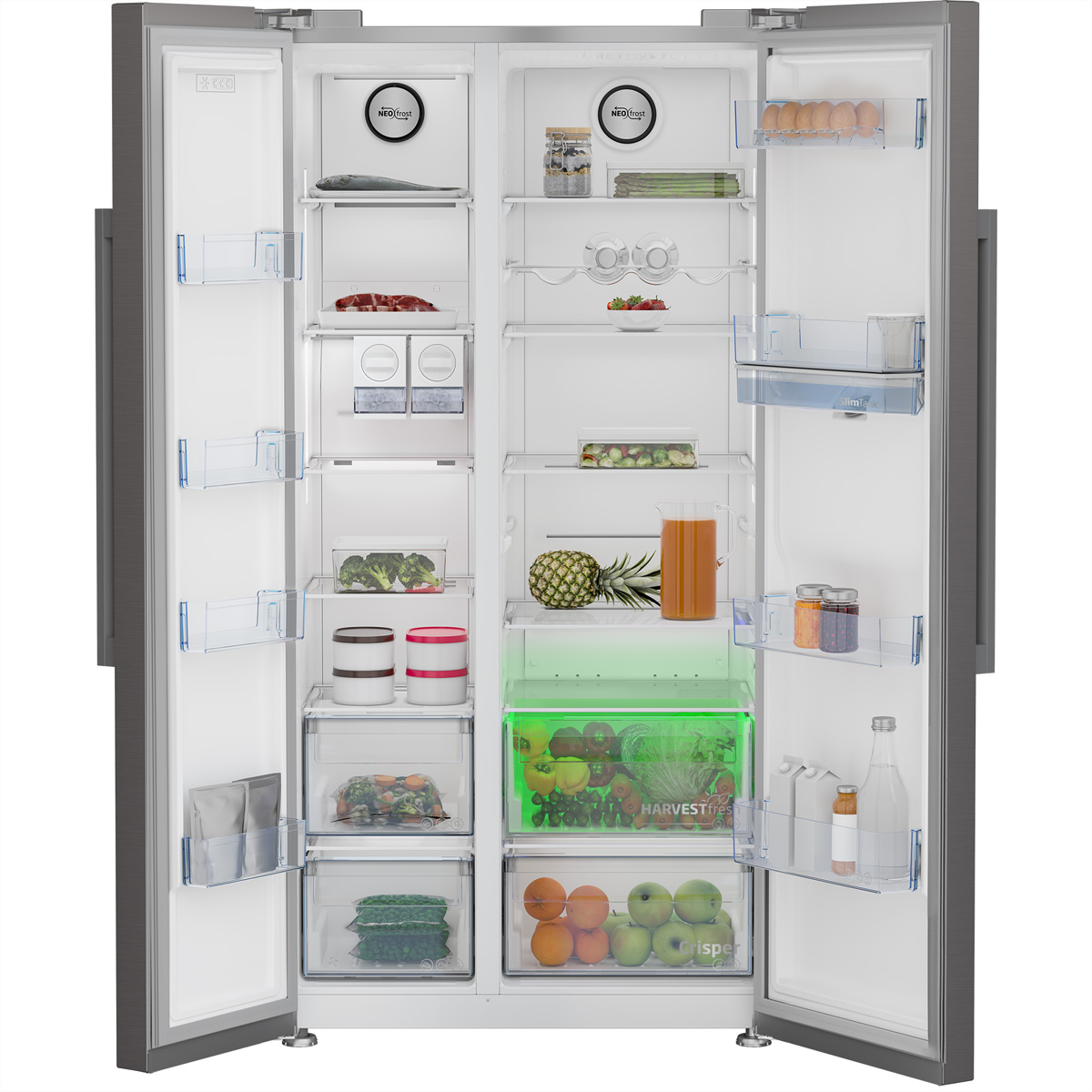 Bild von Beko GN162341PTCHN Foodcenter 525l Side by Side NoFrost, silber, Wasserspender-mit-Ice