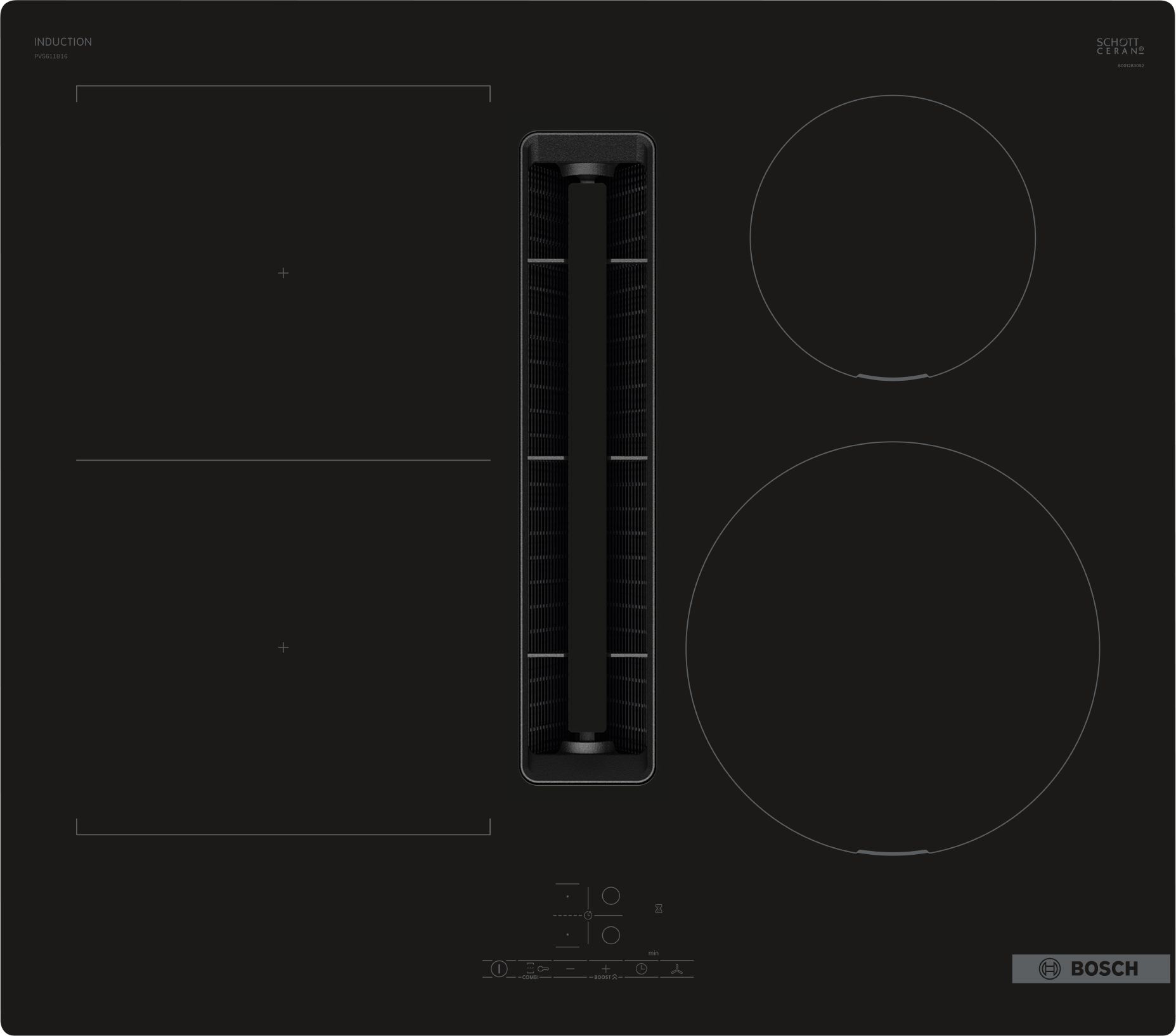 Bild von Bosch PVS611B16E Serie 4 Induktions Kochfeld mit integriertem Dunstabzug 60 cm Rahmenlos aufliegend