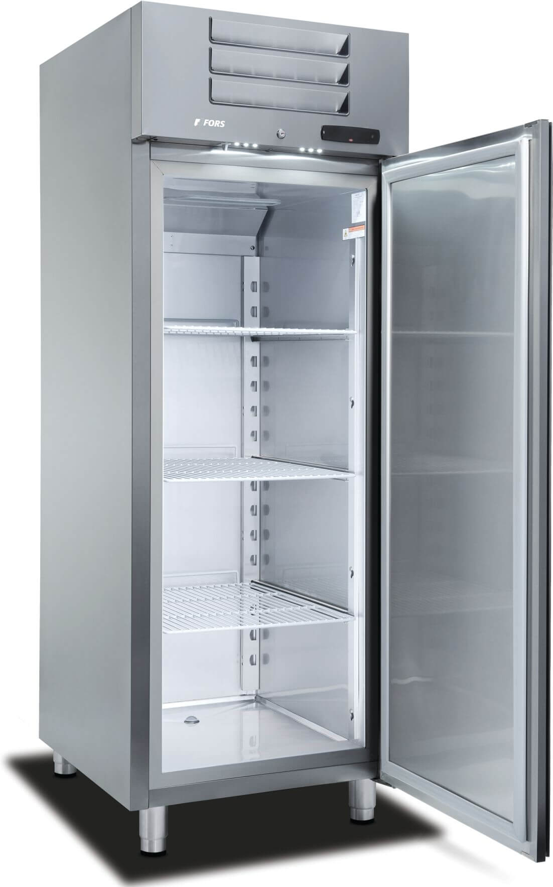 Bild von FORS GCV 700 ES Gastronomie-Kühlschrank, Volltür, Edelstahl, GN 2/1 Bandung rechts, wechselbar Edelstahl