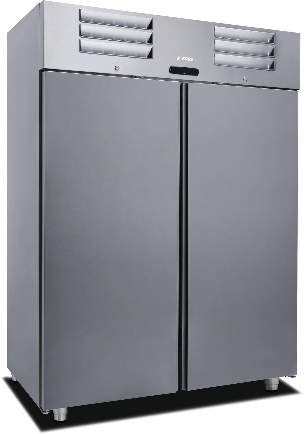 Bild von FORS DGCV 1400 ES Gastronomie-Kühlschrank, doppelte Volltür, Edelstahl, GN 2/1 Bandung links fest/rechts fest Edelstahl