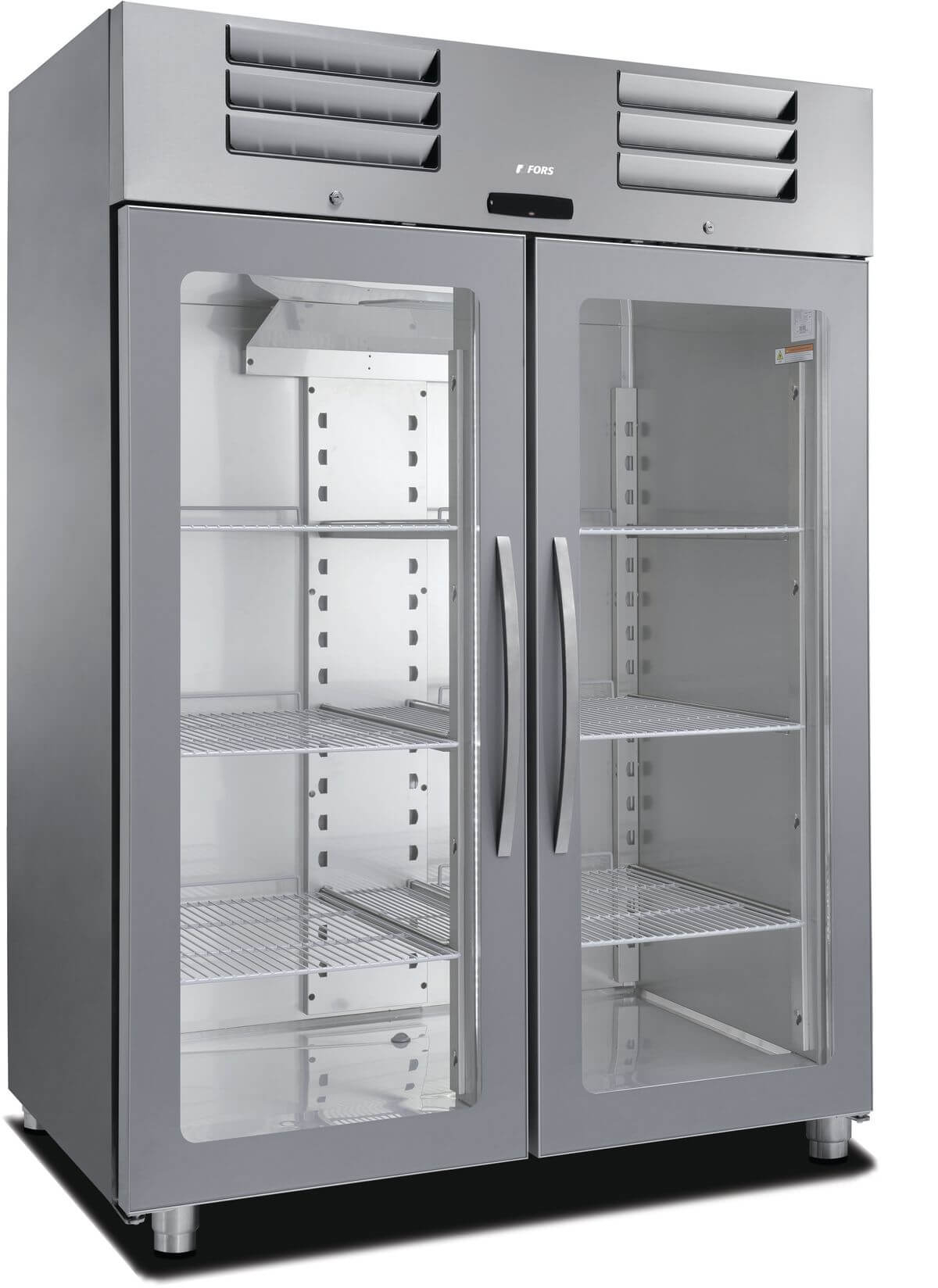 Bild von FORS DGFV 1400 GES Gastronomie-Gefrierschrank, doppelte Glastür, Edelstahl, GN 2/1 Bandung links fest/rechts fest Edelstahl