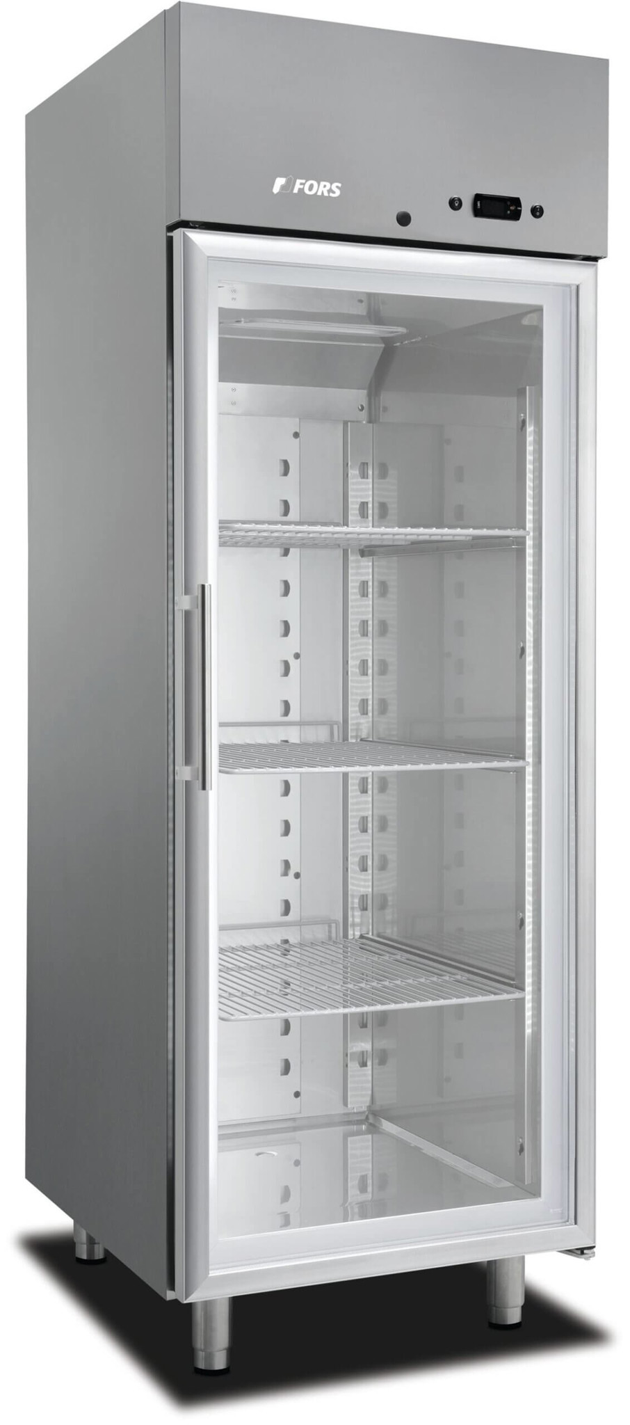 Bild von FORS GCV 701 GESSL Gastronomie-Kühlschrank, Glastür, Edelstahl, GN 2/1 Bandung rechts fest Edelstahl