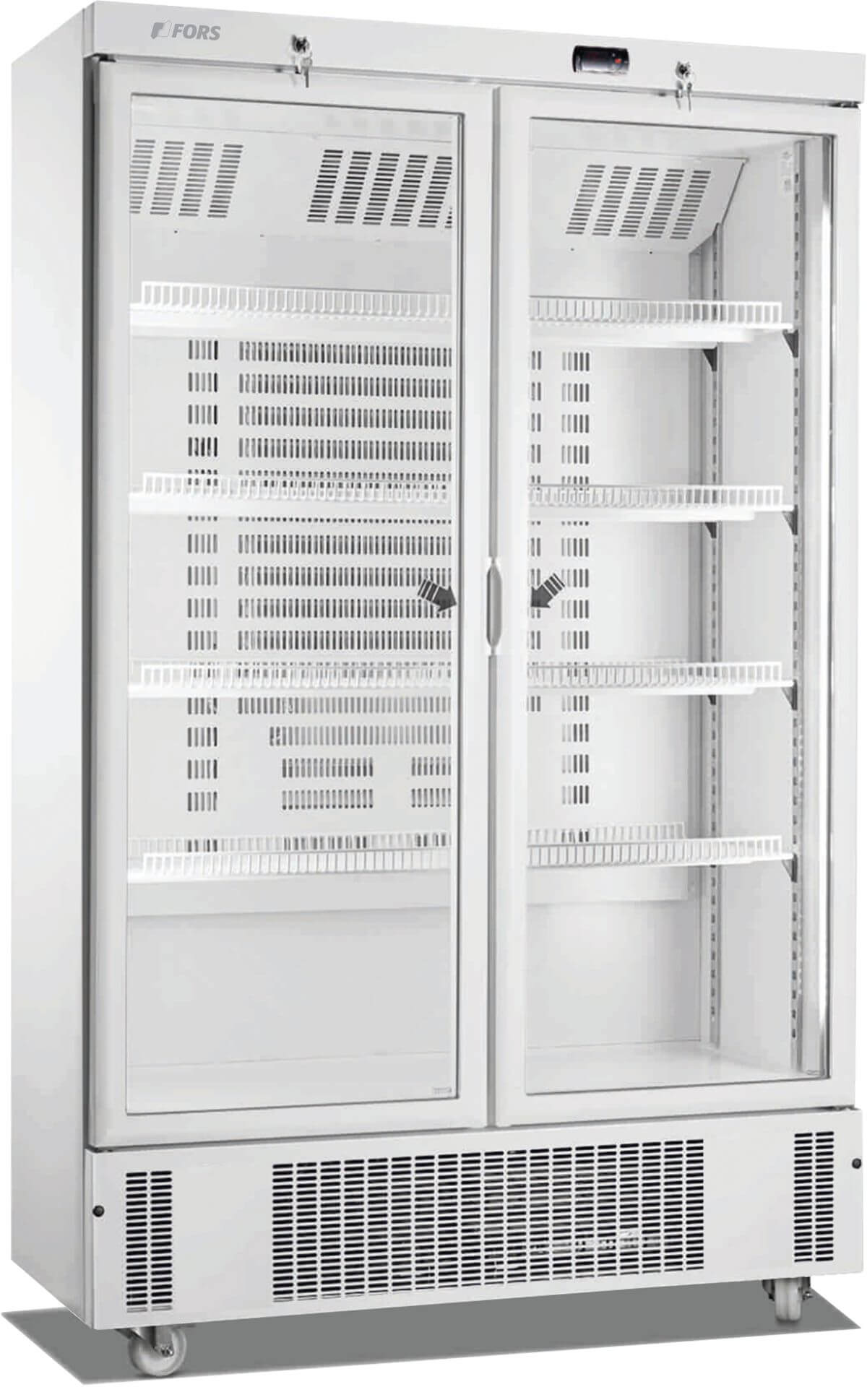 Bild von FORS DCCV 800 WG Gewerbe-Kühlschrank, doppelte Glastür, weiss Bandung links fest/rechts fest Weiss