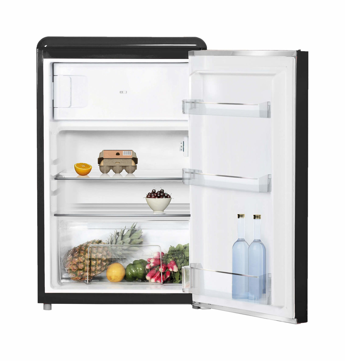 Bild von SIBIR Oldtimer OT 11010 BL Kühlschrank mit Gefrierfach Schwarz rechts