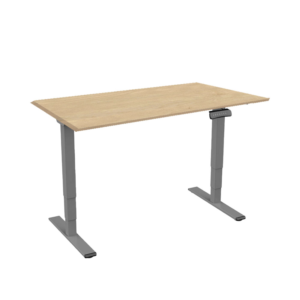 Bild von CONTINI höhenverstellbarer Bürotisch 1.6x0.8m Ahorn Natur/Gestell grau RAL 7045