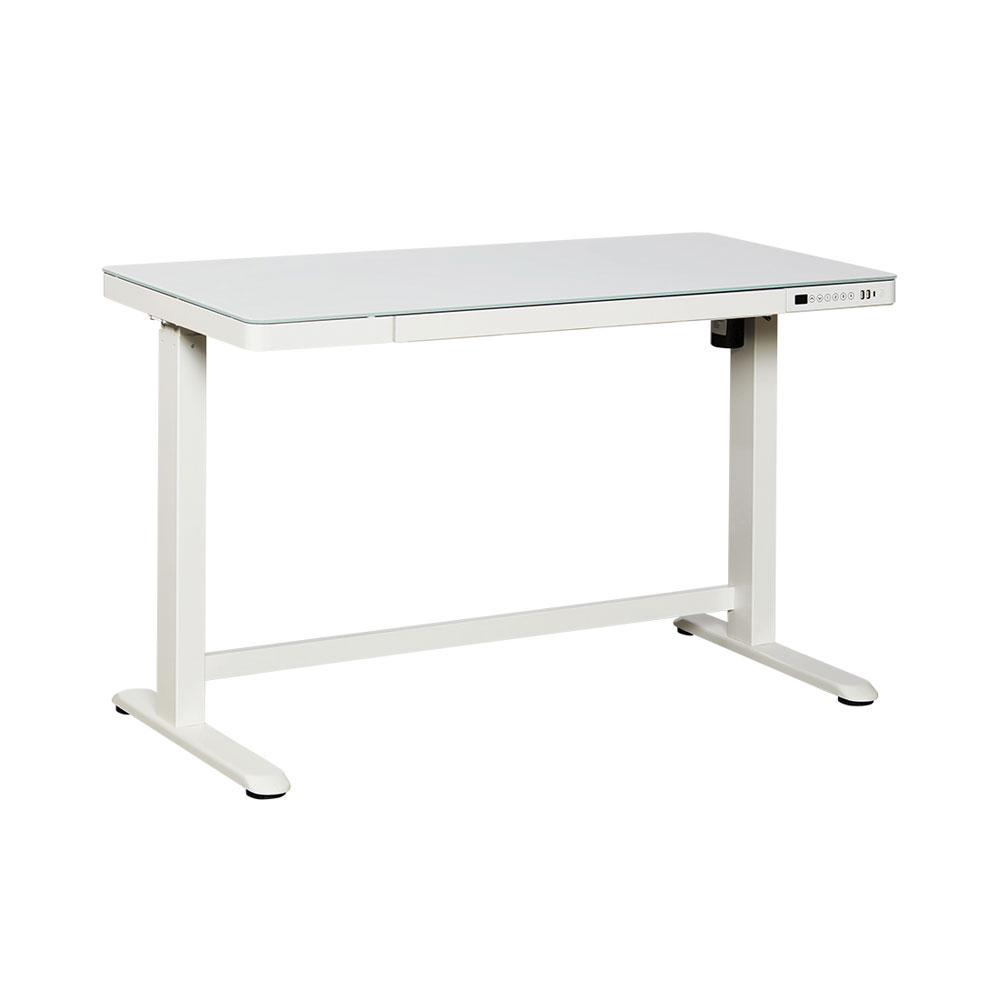 Bild von CONTINI höhenverstellbarer Bürotisch 1.2x0.6m weiss Glas Arbeitsfläche