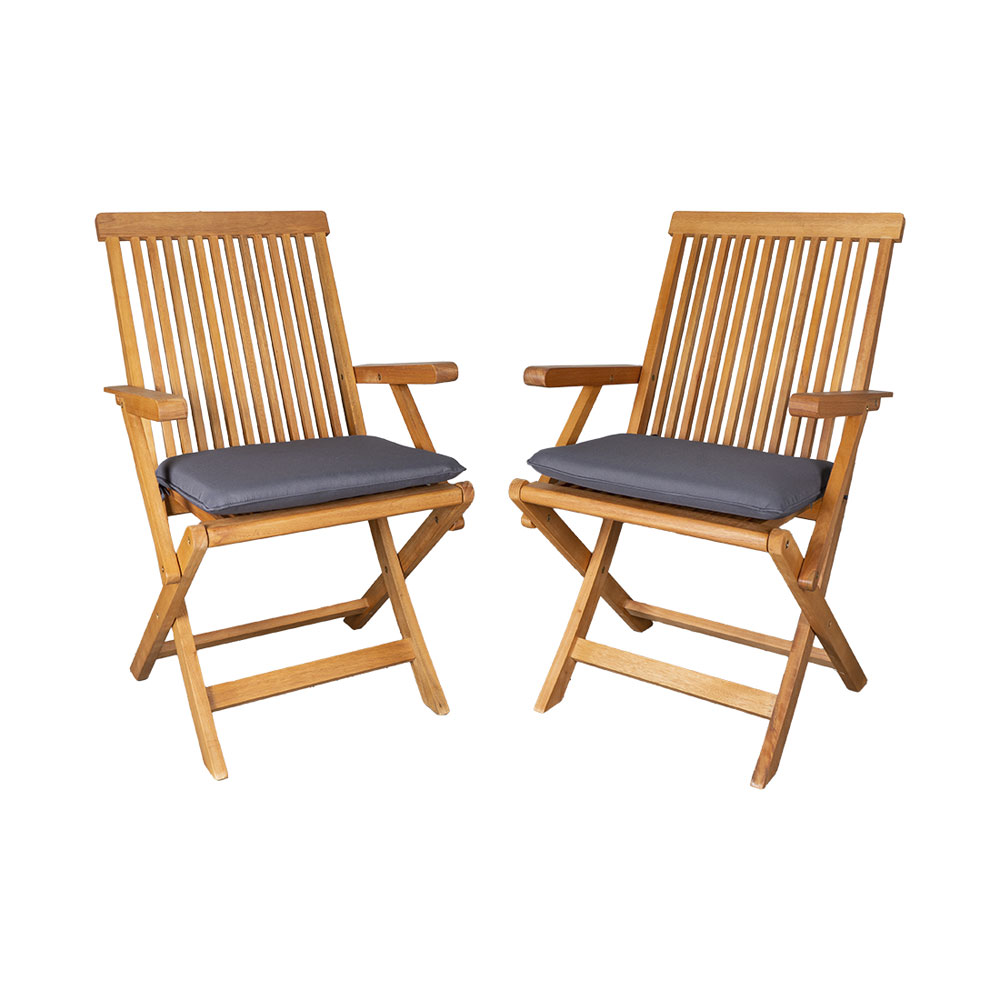 Bild von CONTINI Gartenstuhl klappbar Kissen anthrazit (2er-Set) Eucalyptus