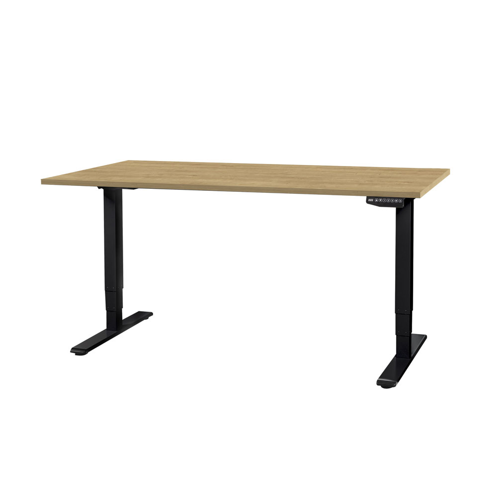 Bild von CONTINI höhenverstellbarer Bürotisch 2.0x0.9m Eiche / Gestell ET225E schwarz RAL 9005