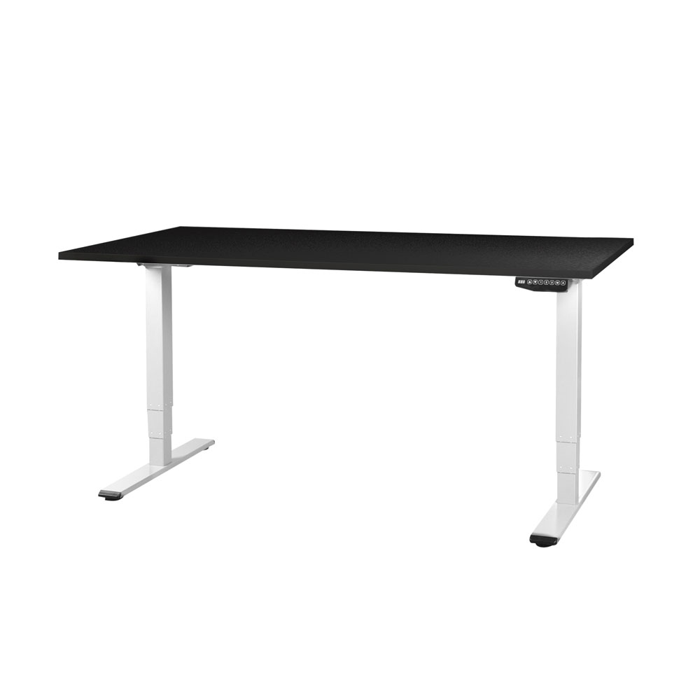 Bild von CONTINI höhenverstellbarer Bürotisch 1.6x0.8m Schwarz / Gestell weiss RAL 9016