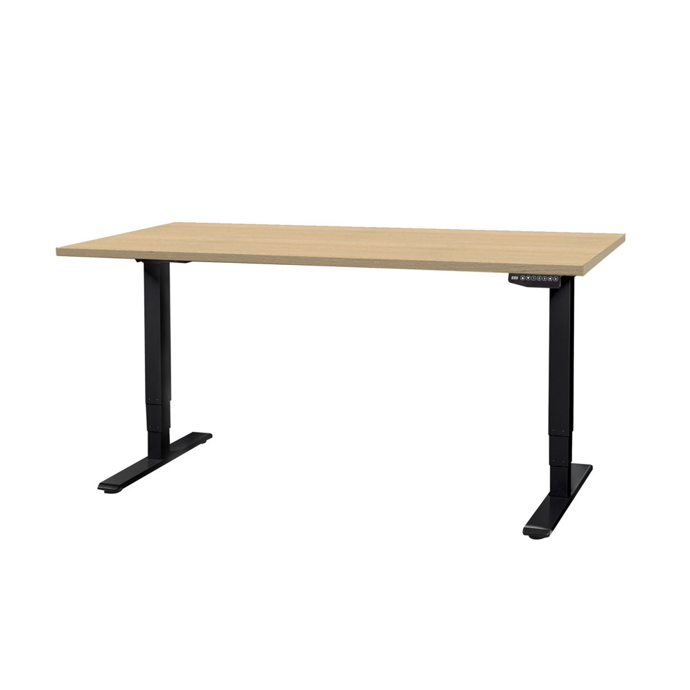 Bild von CONTINI höhenverstellbarer Bürotisch 1.6x0.80m Ahorn Natur / Gestell ET225E schwarz RAL 9005
