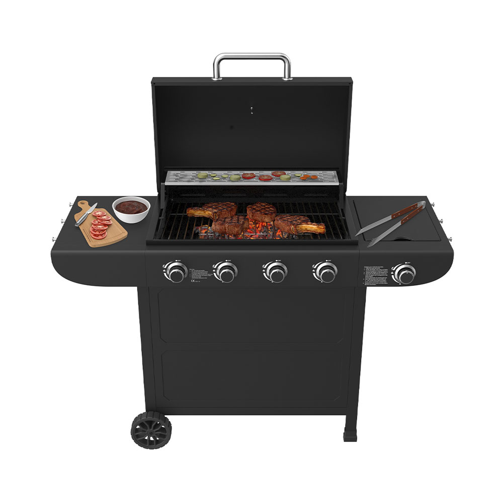 Bild von Gasgrill 4 Brenner + Seitenbrenner schwarz