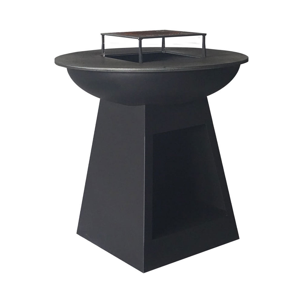 Bild von Mr.Grill Feuerschale mit Holzfach & Grillring Black