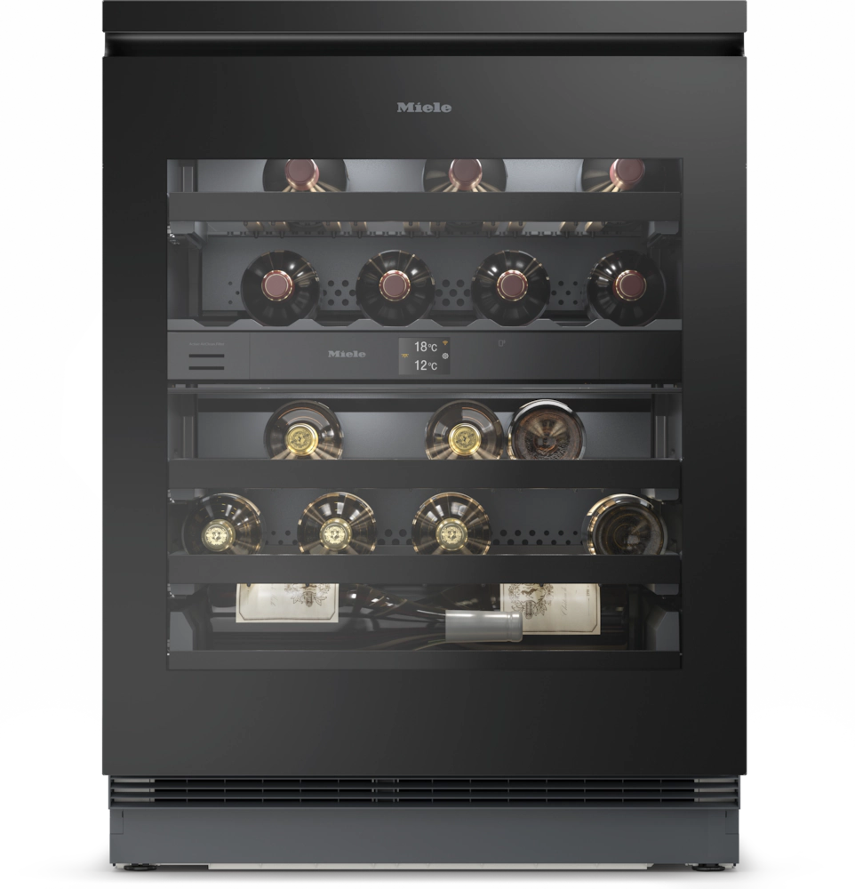 Bild von MIELE KWTUS 7074 F Unterbau-Weintemperierschrank Obsidianschwarz Glas