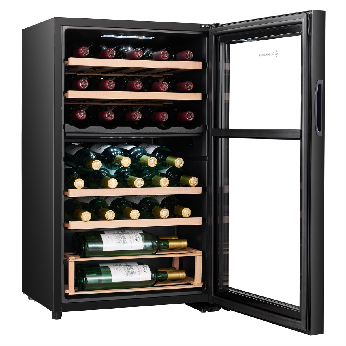 Climadiff CEPAGE33DZS Weinkühlschrank CEPAGE33DZ, Freistehend, 2 Zonen, 33 Flaschen