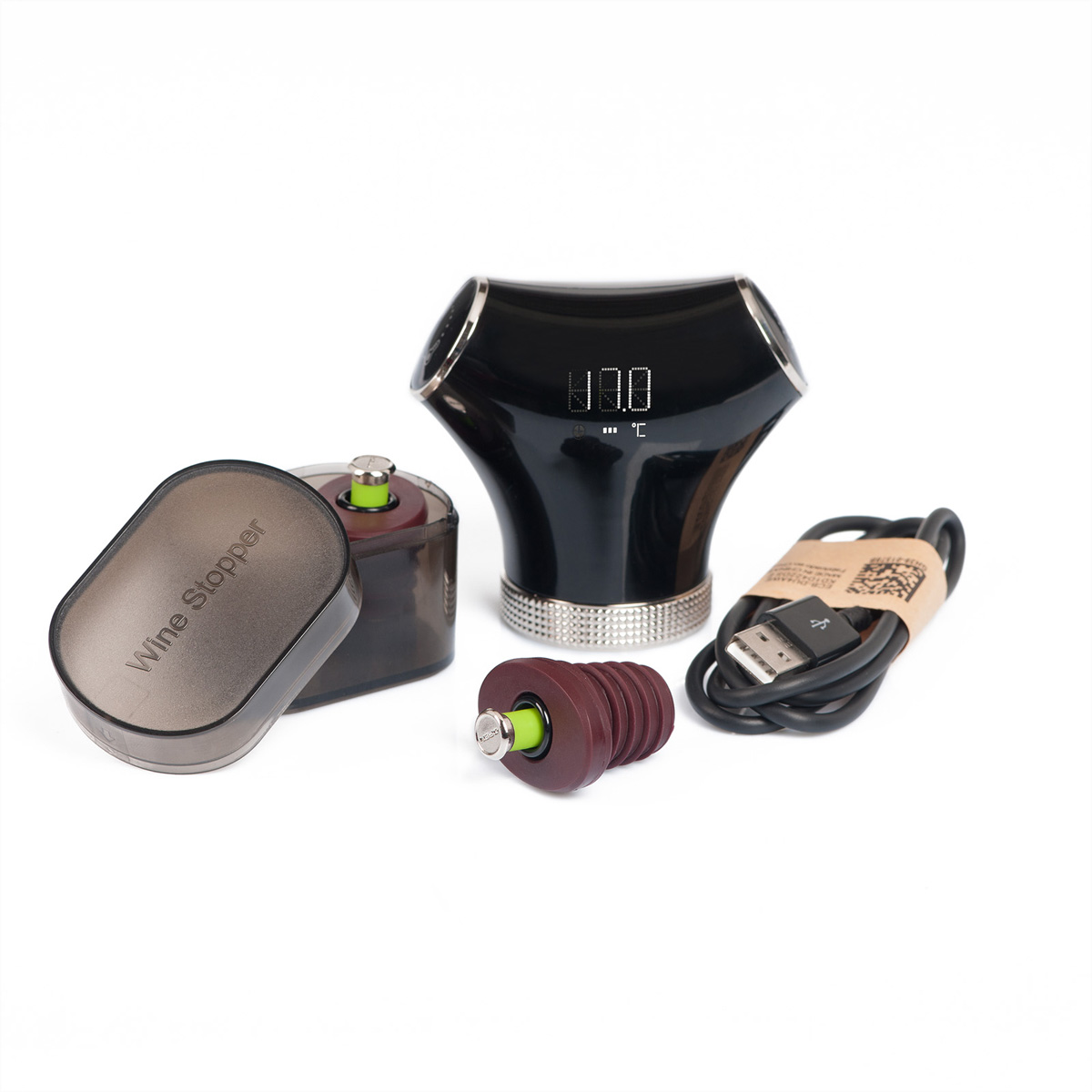 Climadiff EVAC02 Wein-Vakuumierer EVAC02, USB aufladbar, Temp Anzeige