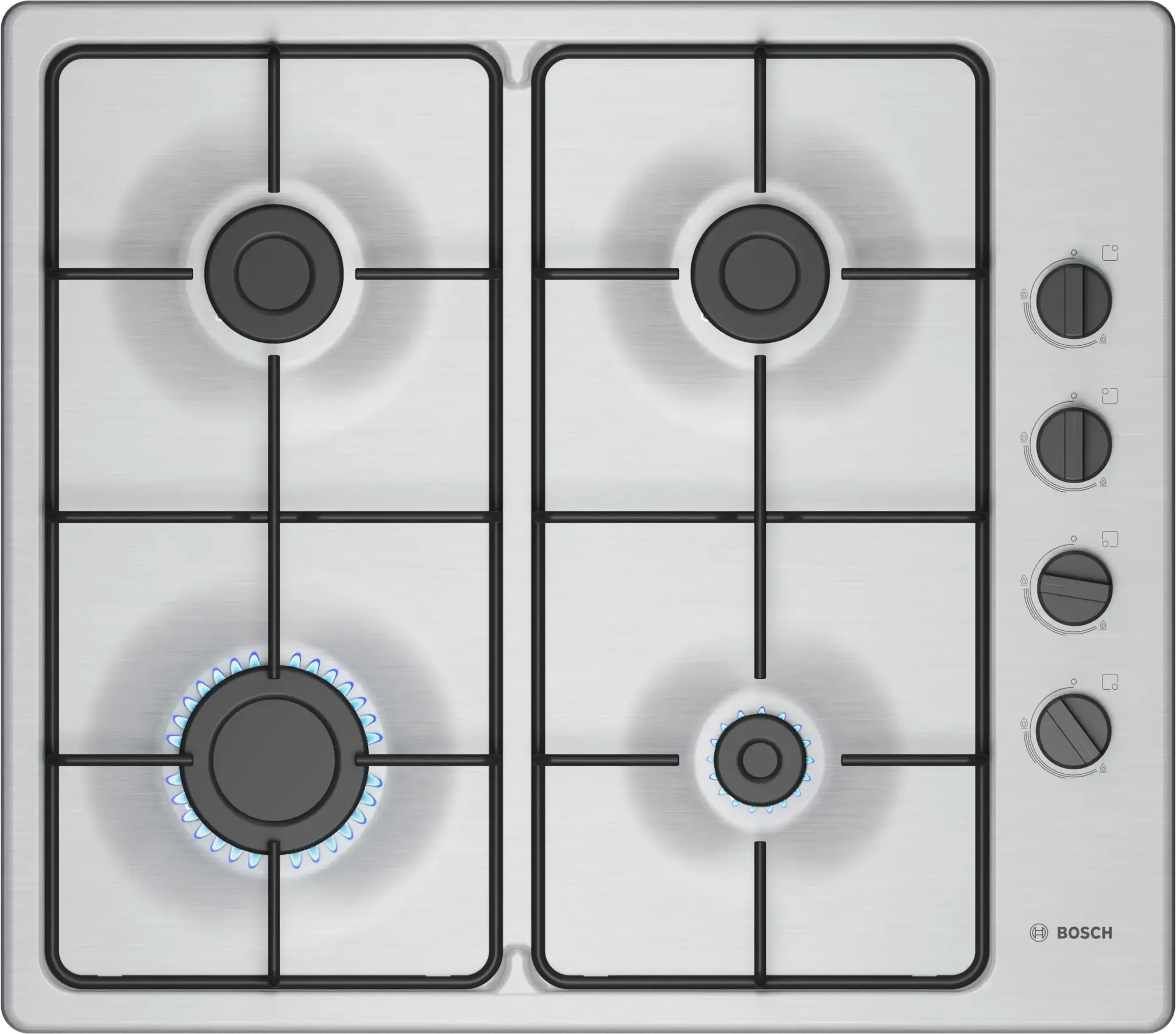 Bosch PBP6B5K80 Gaskochfeld, 60 cm, Edelstahl