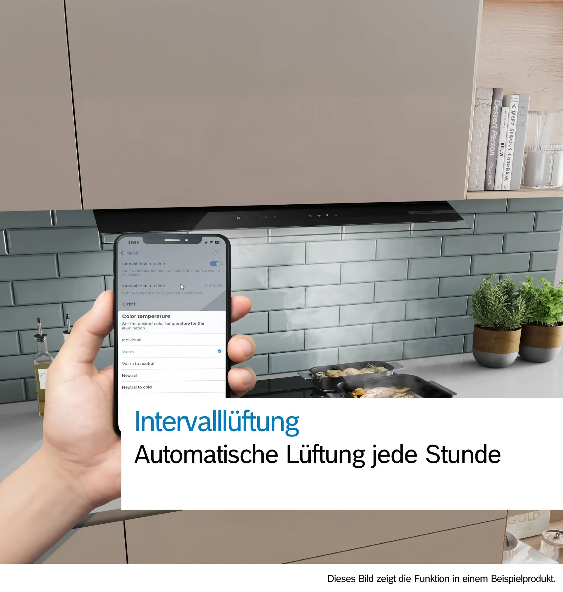 Bosch DBB97DP60 Integrierte Designhaube, 90 cm, Klarglas schwarz bedruckt, Mattschwarz, Bild 15