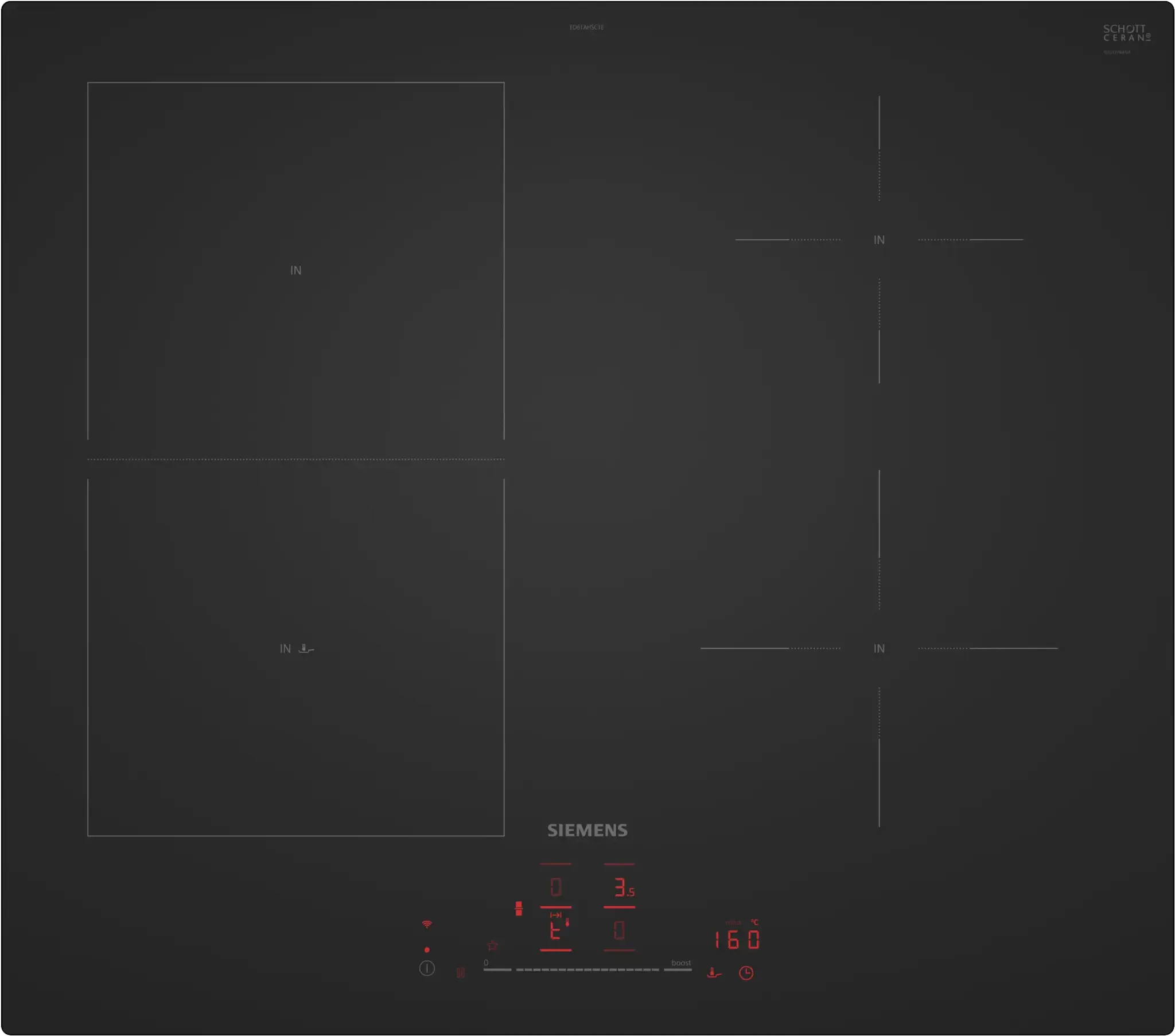 Siemens ED61AHSC1E iQ500, Induktionskochfeld, 60 cm, Mattschwarz, Rahmenlos aufliegend