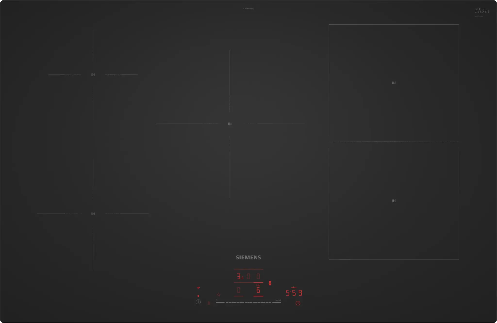 Siemens ED81AHWB1E iQ500, Induktionskochfeld, 80 cm, Mattschwarz, Rahmenlos aufliegend