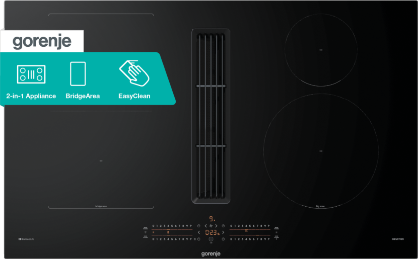 GORENJE GEH8432BSCWF Kochfeld 83 cm Induktions-Kochfeld mit integrierten Dunstabzug